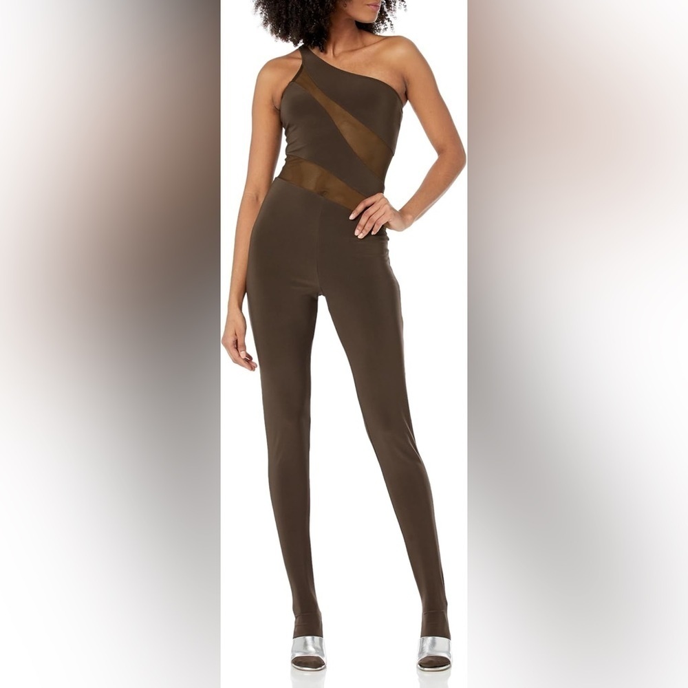 Norma Kamali womens Snake Mesh Catsuit W/Footsie